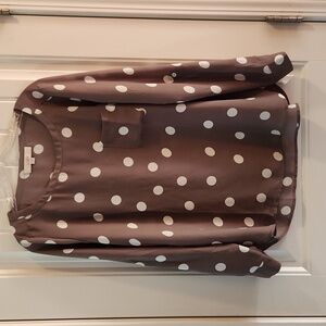 LOFT Tan Polka Dot Blouse